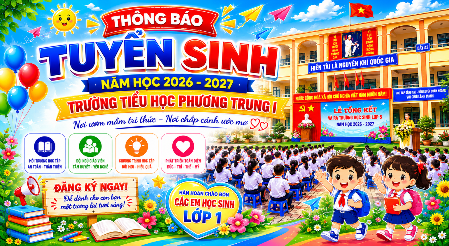 Thông báo tuyển sinh vào lớp 1 năm học 2026-2027